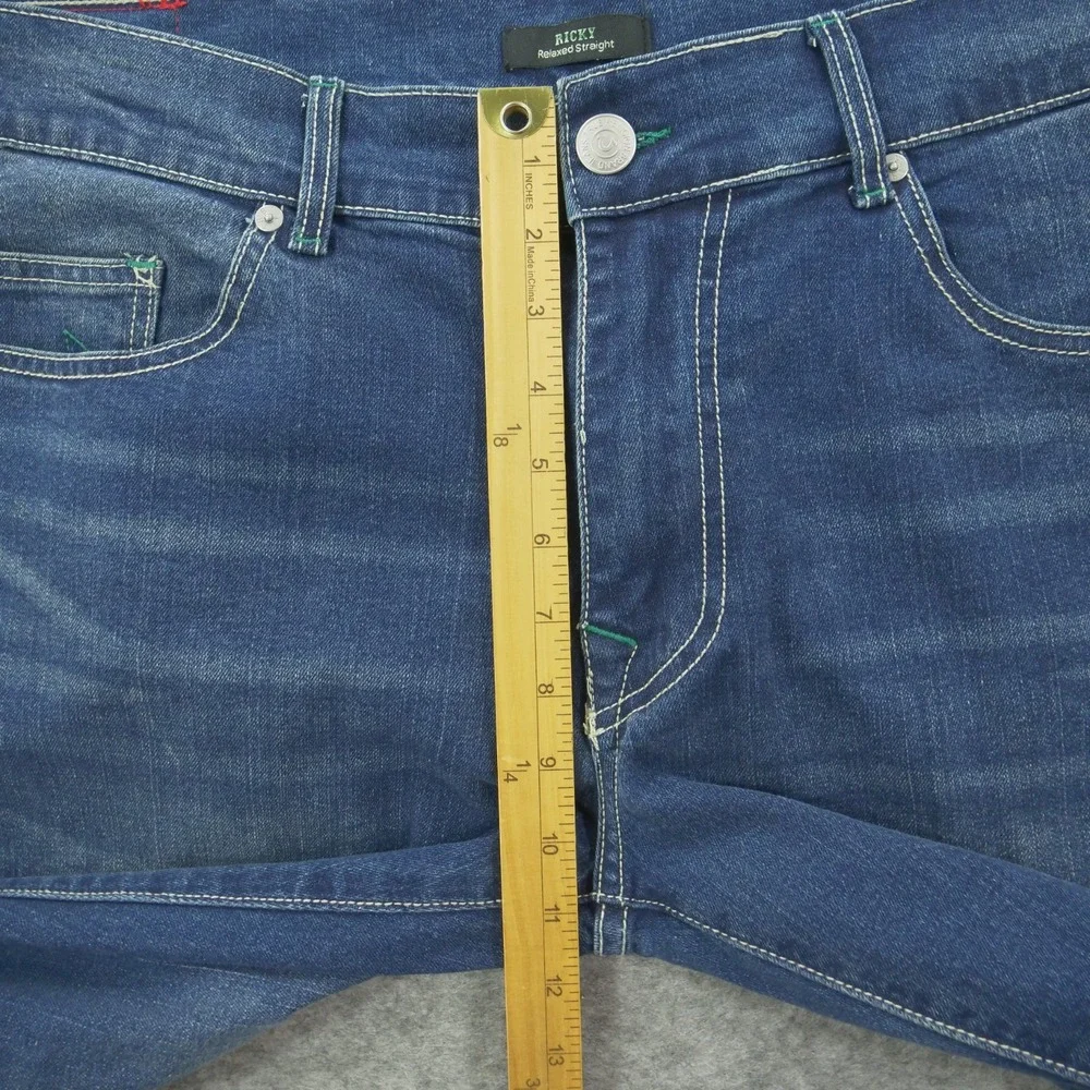 True Religion Jeans Mens 36 Blue Ricky Relax Slim Mid Rise Zip Fly